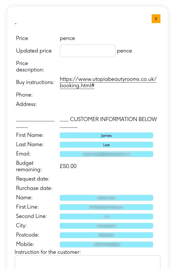 Ugly UI for manually processing employee orders.