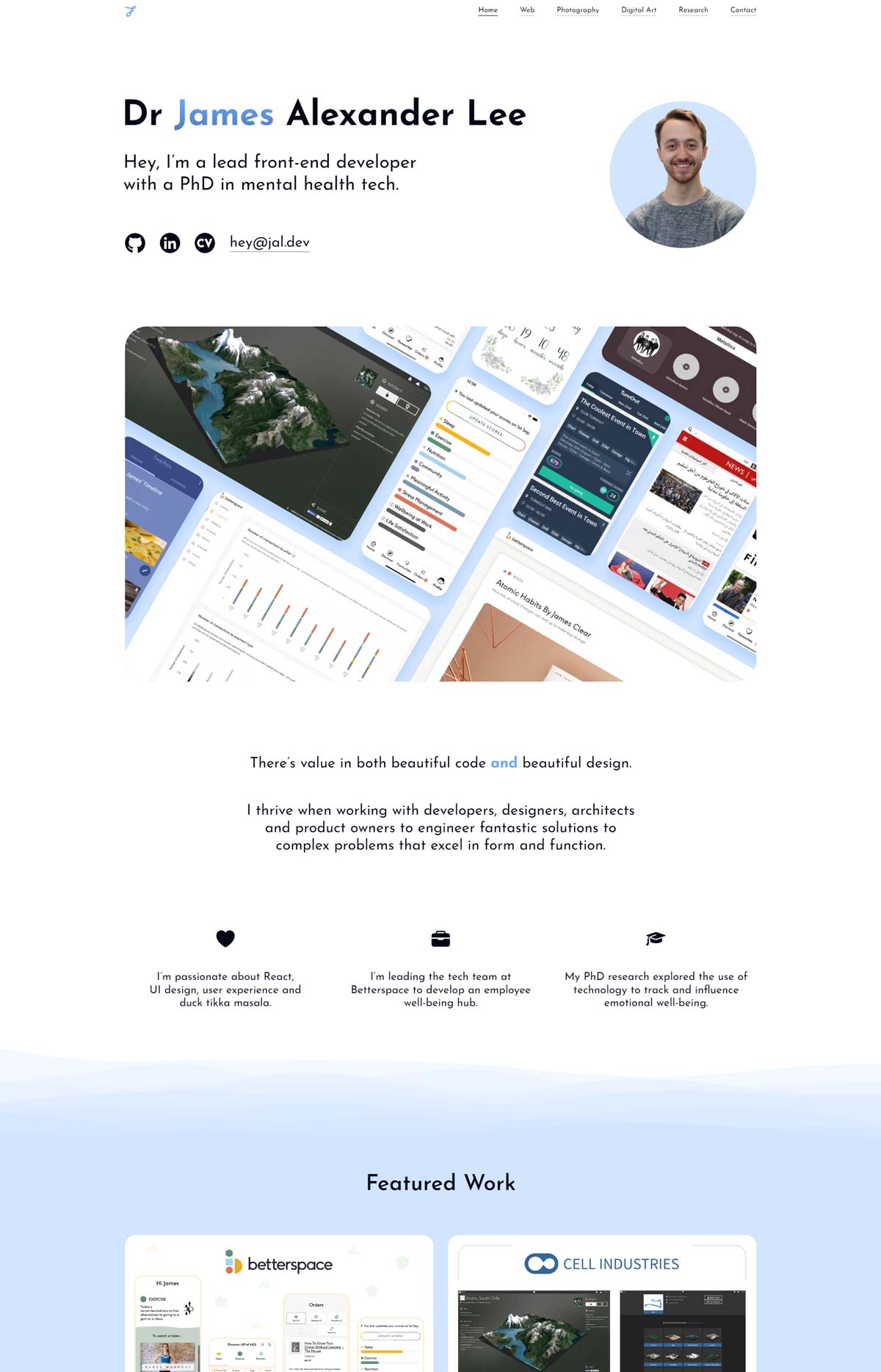 Screenshot of portfolio version 6.