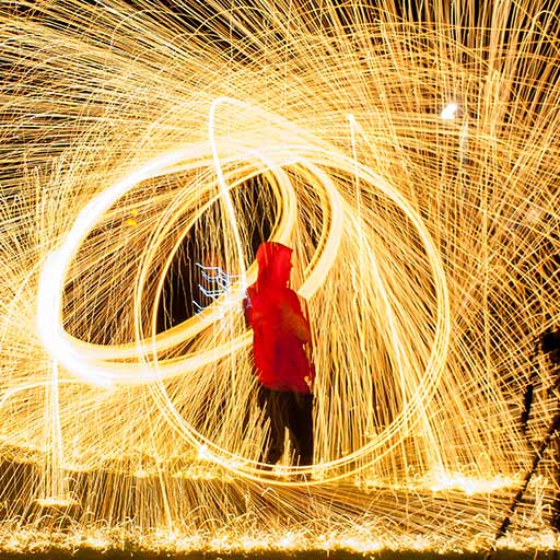 Fire Spinning with Steel Wool